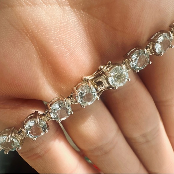 Sparkling Sterling Silver & Blue Topaz Tennis Bracelet, 7” - Picture 8 of 10